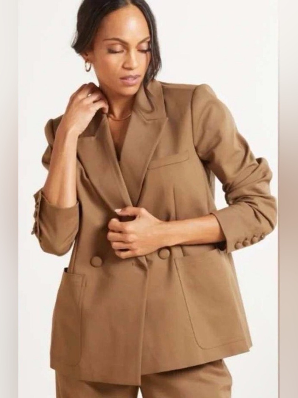 Good American The Boss Blazer 2.0-Sepia Brown- Size 0